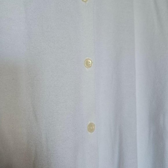 Land's End Fine Gauge Cotton Cardigan White W/Pink,Yellow,Blue Detail 2X - Picture 5 of 7